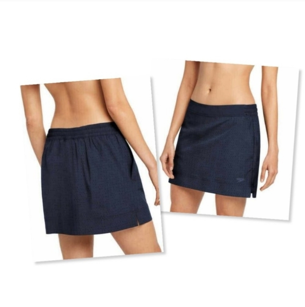 Speedo eyelet swim skort with pockets, navy; Size XXL